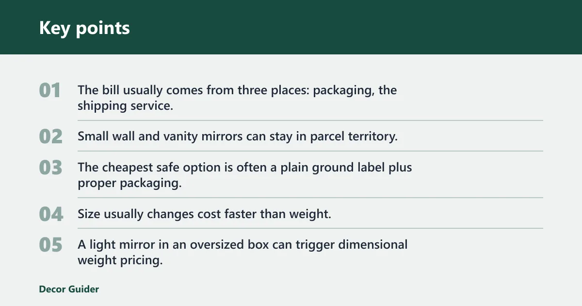 Key points: How much does it cost to ship a mirror?