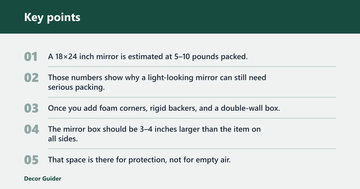 Key points: What size mirror can still ship by parcel?