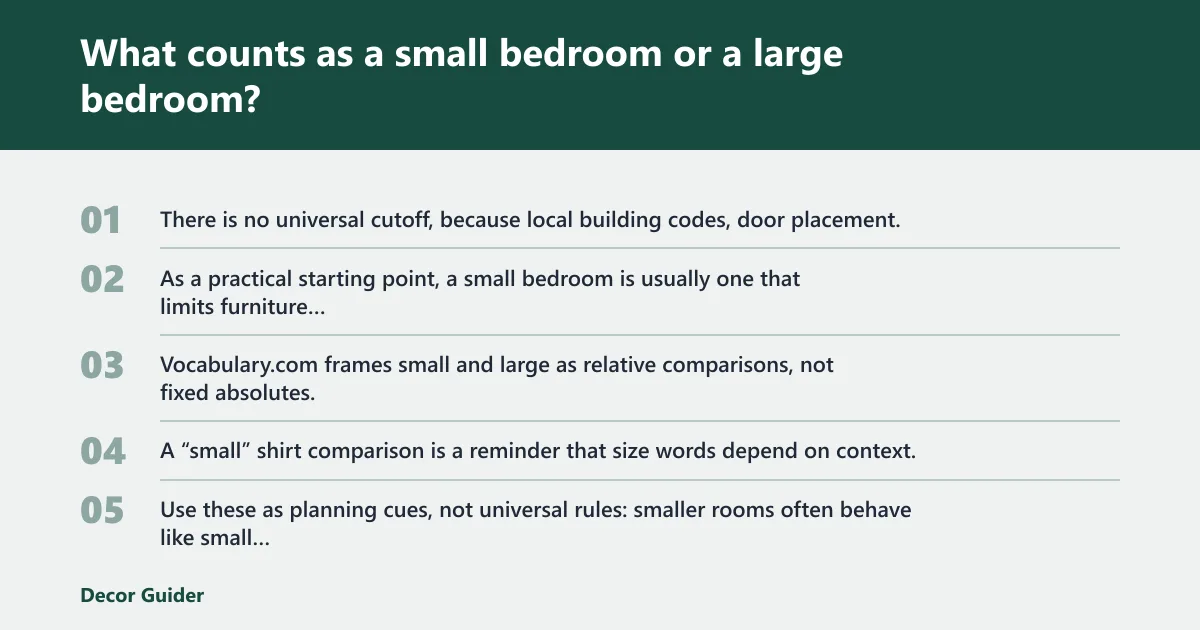 Steps: What counts as a small bedroom or a large bedroom?