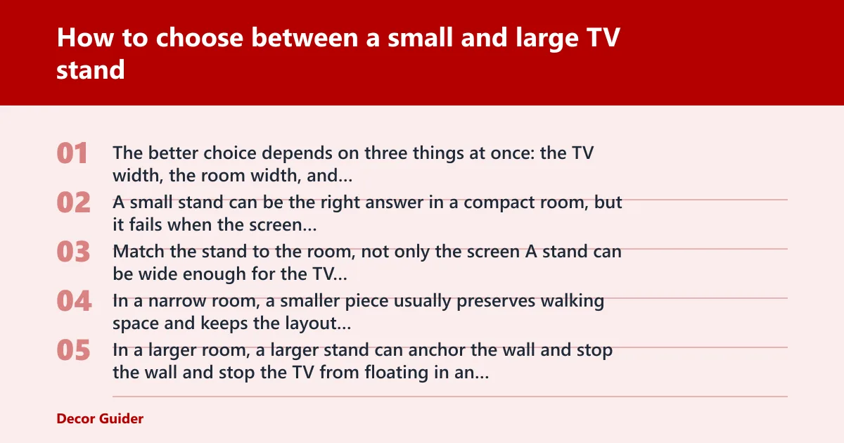 Steps: How to choose between a small and large TV stand