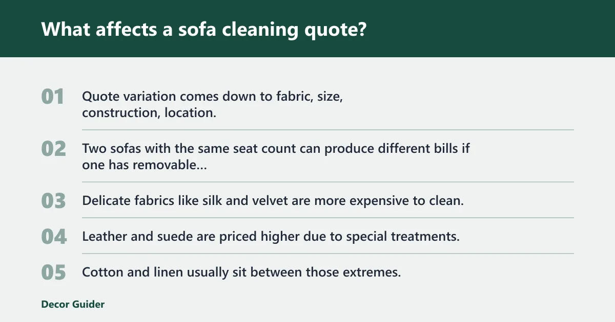 Steps: What affects a sofa cleaning quote?