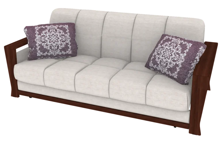 Person retucking a sofa cover on a sectional sofa in a sunlit living room