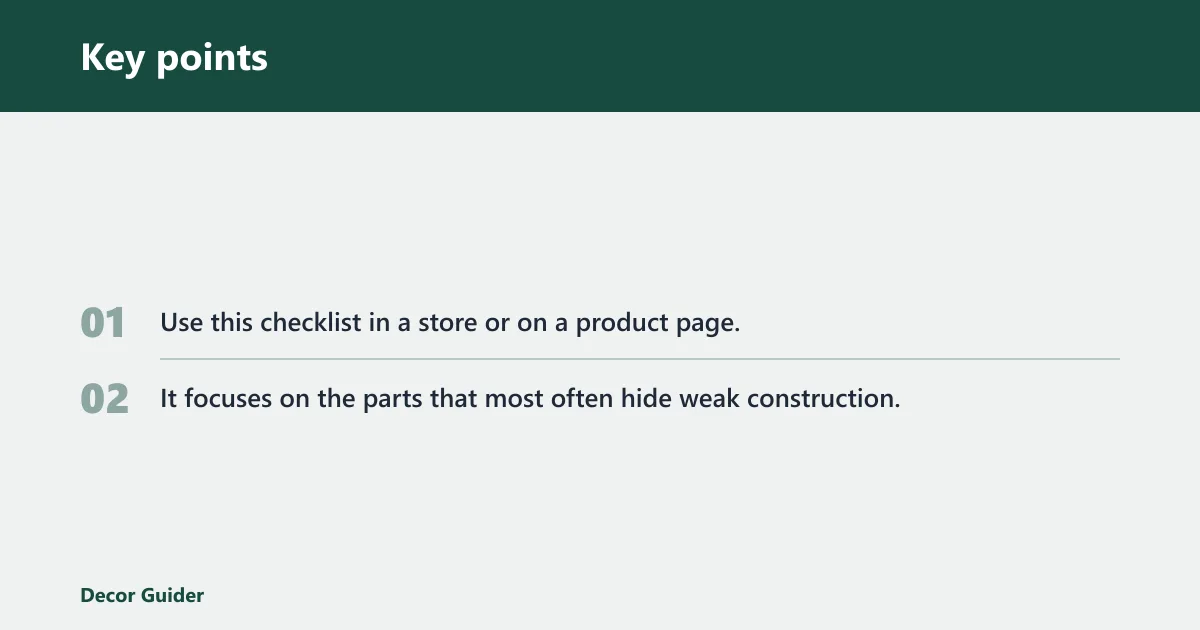 Key points: Solid wood dresser inspection checklist