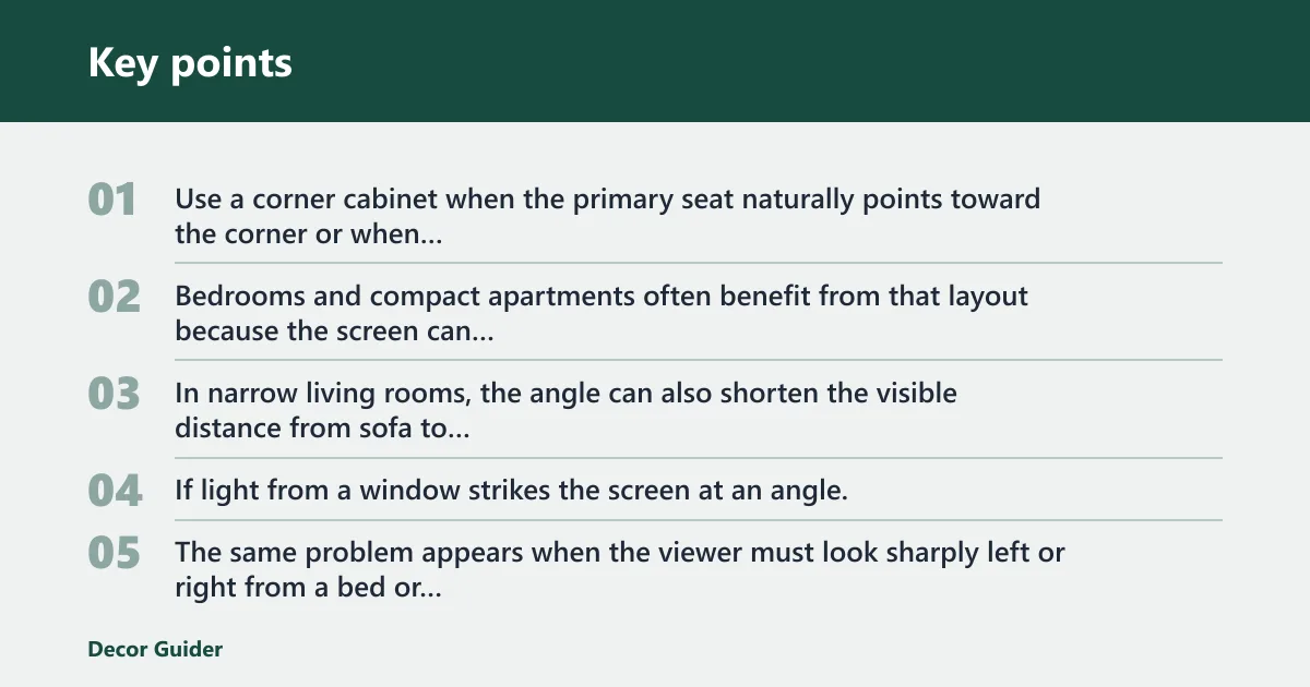 Key points: Viewing angle and cable path