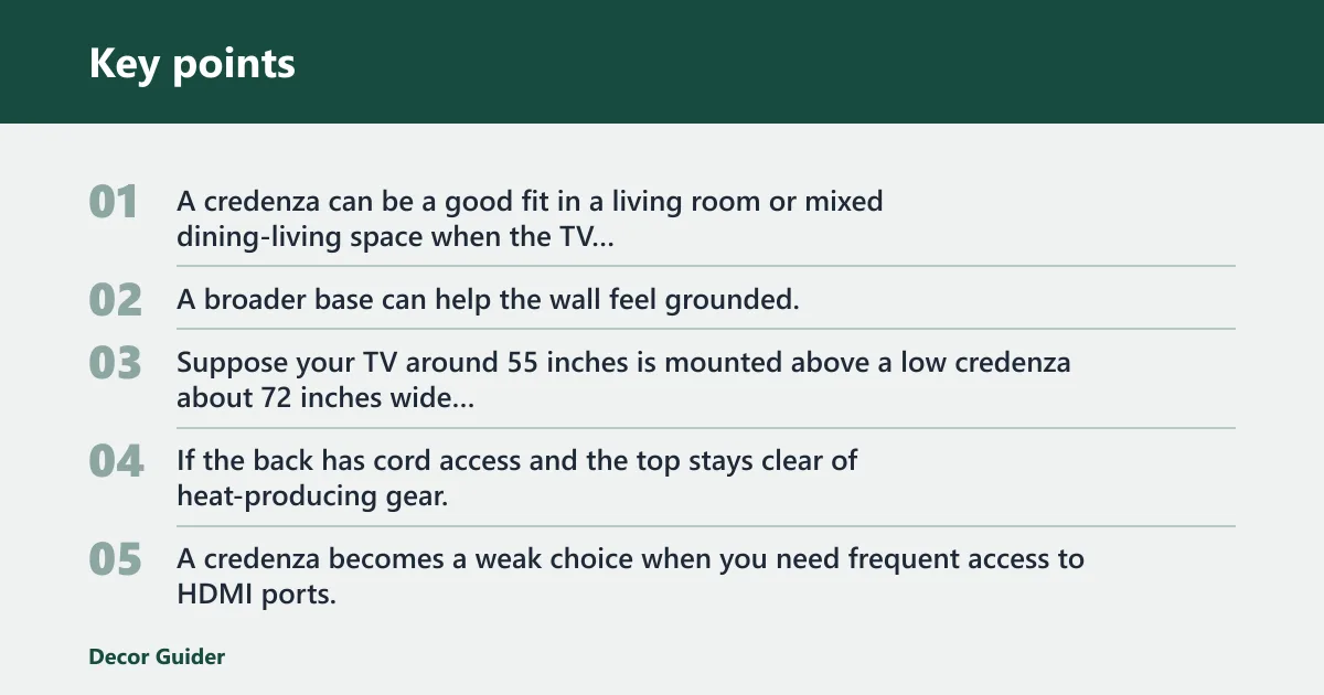 Key points: Can a credenza be used as a TV stand?