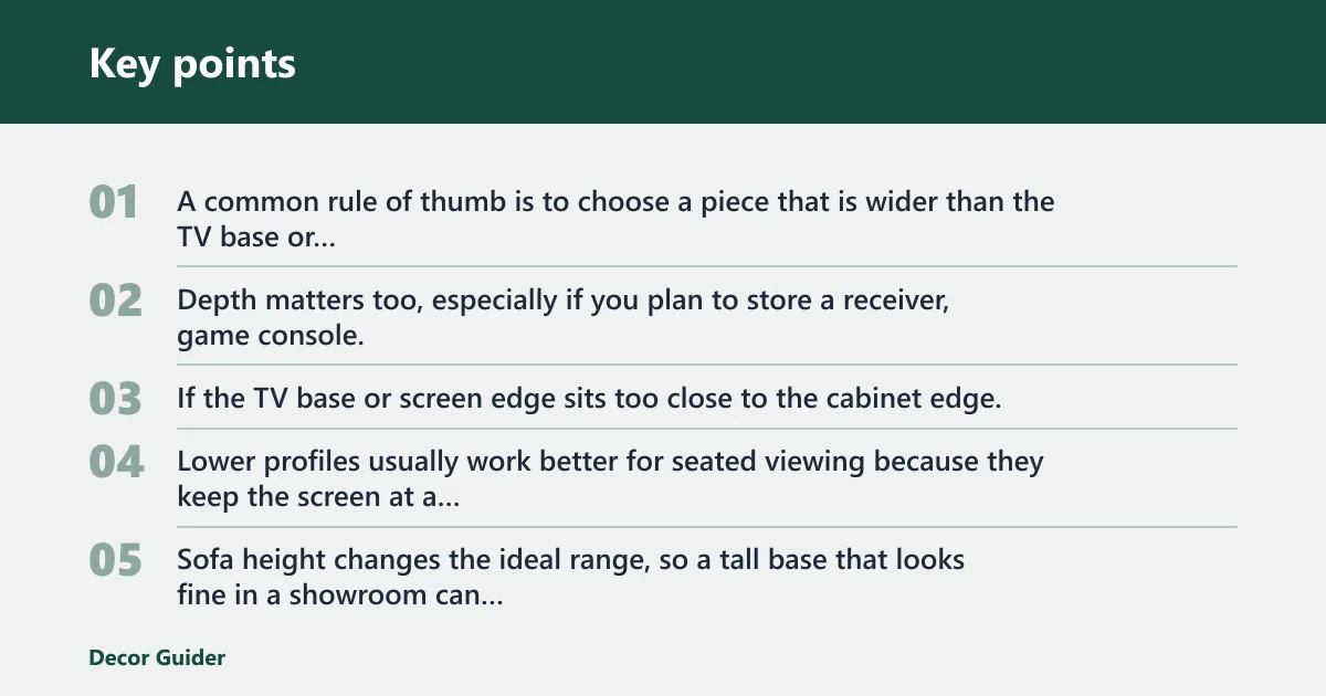 Key points: What is the right size for a TV stand?