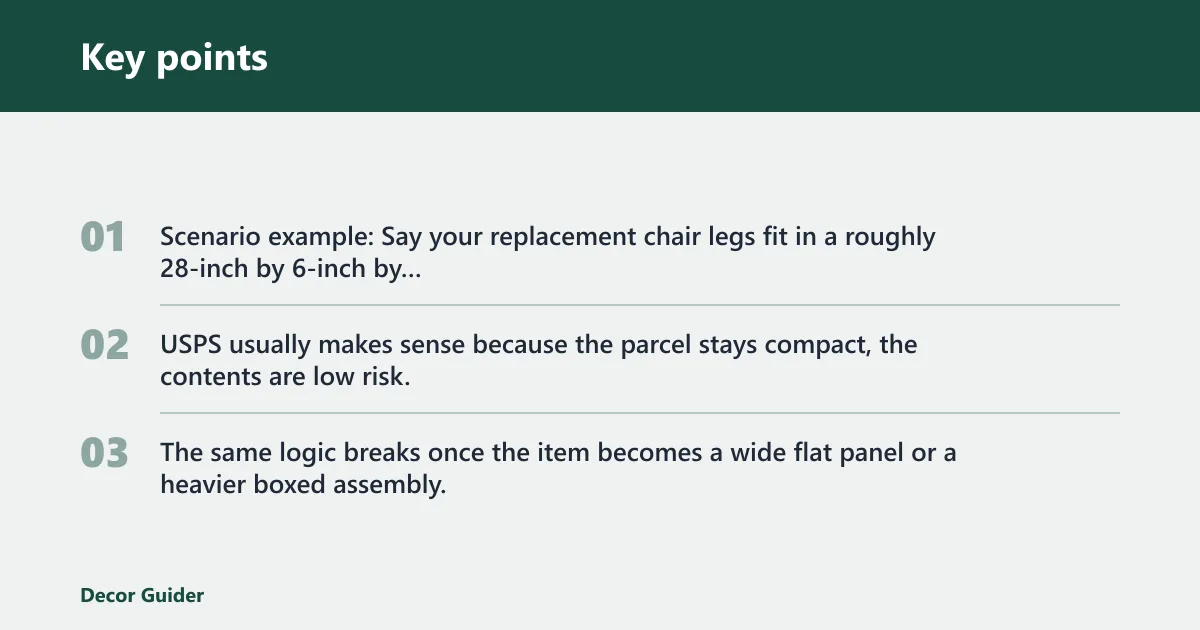 Key points: Furniture shipping decision matrix