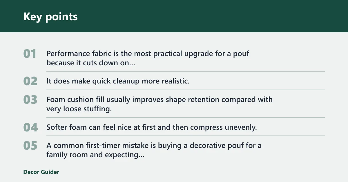 Key points: Pouf materials and build quality