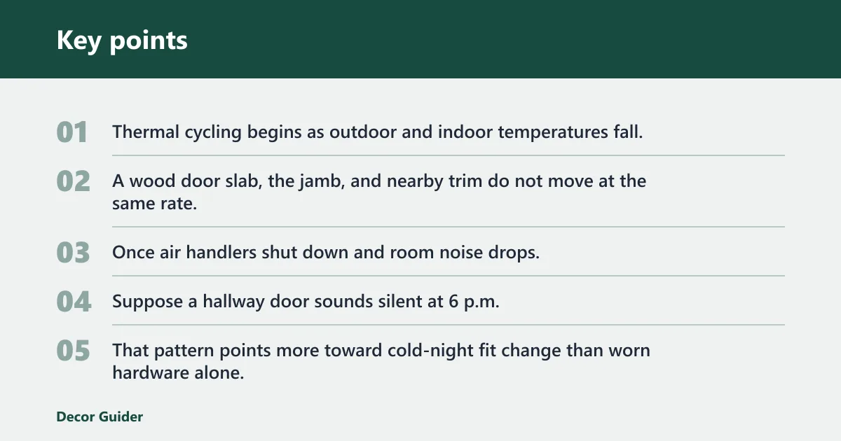 Key points: Why does my door creak at night?