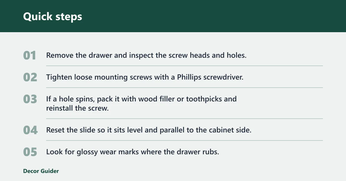 Quick steps: Fix the slide, runner, or drawer box