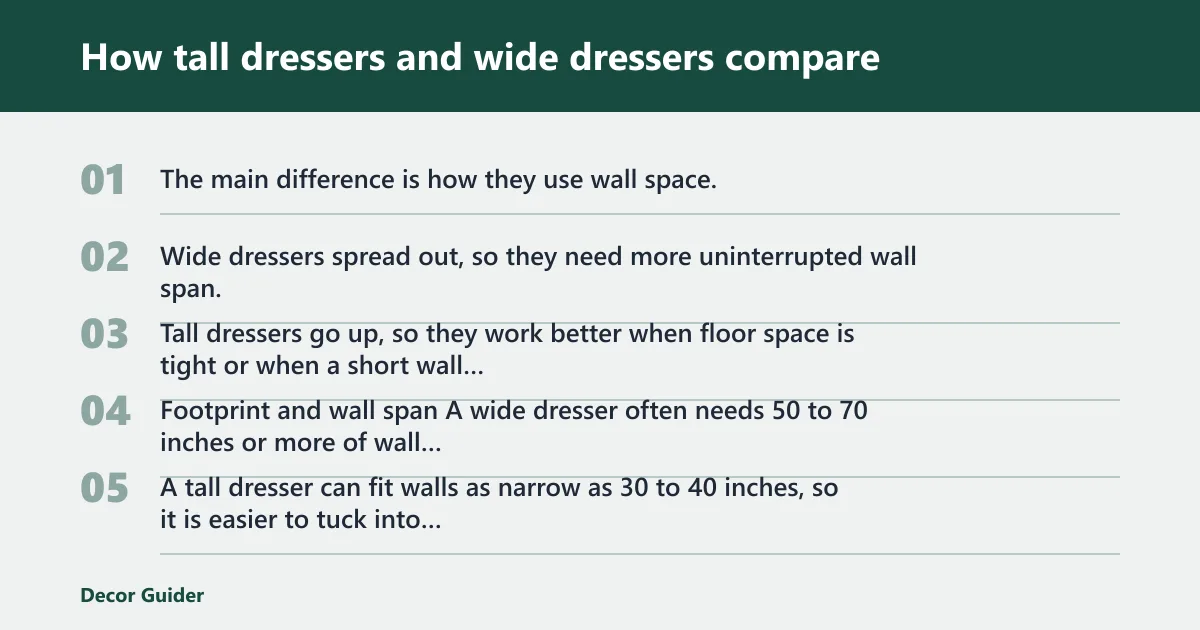 Steps: How tall dressers and wide dressers compare